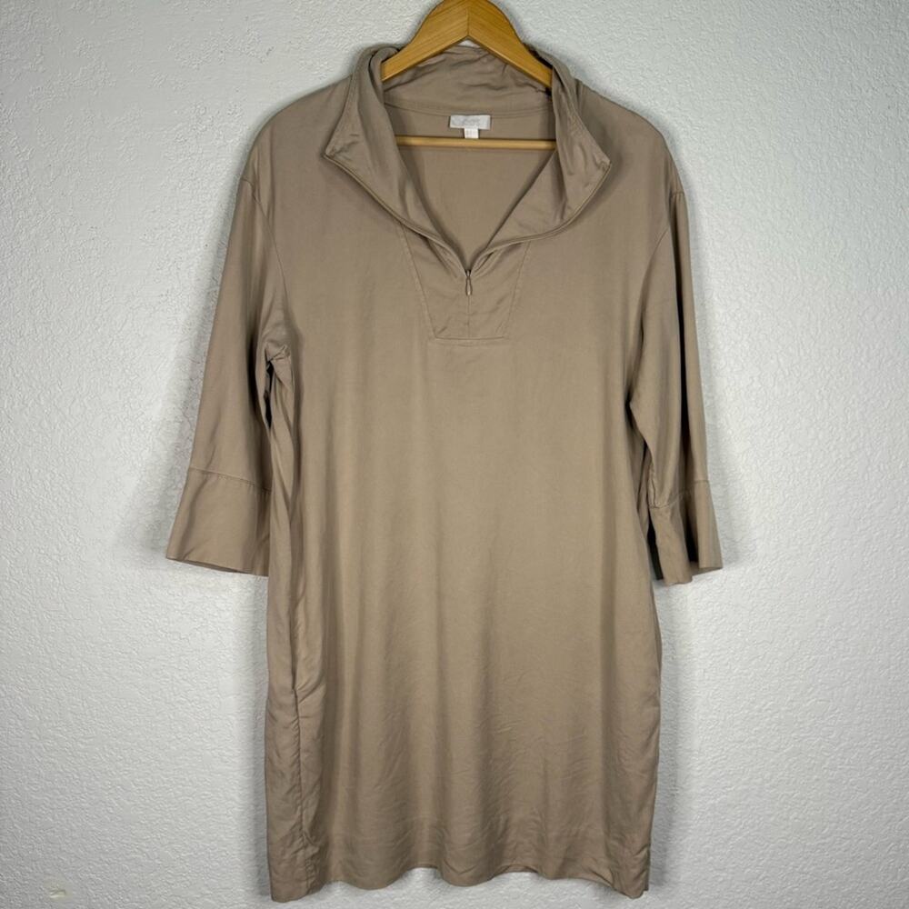 COS Open Collar Lyocel Shirt dress tan with pockets Office Minimal Staple Casual
